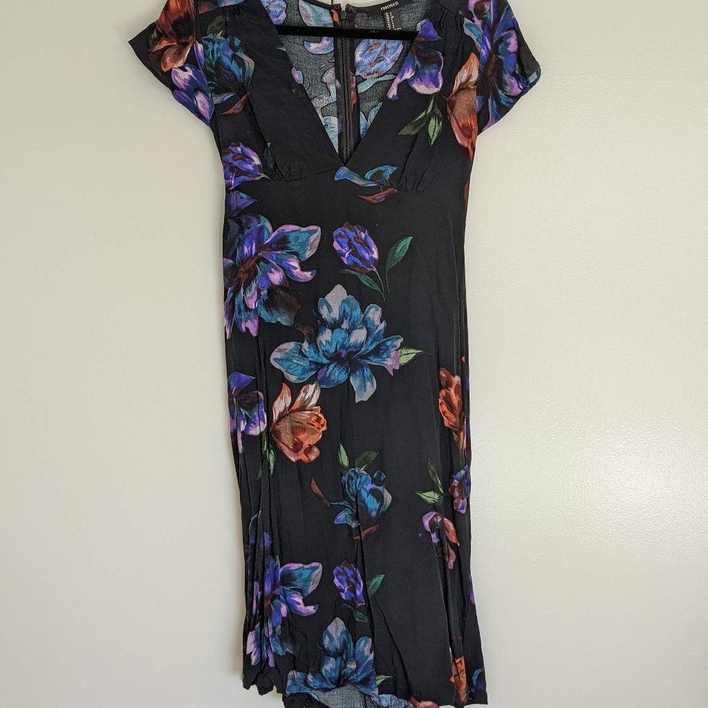 Black floral midi dress from forever 21